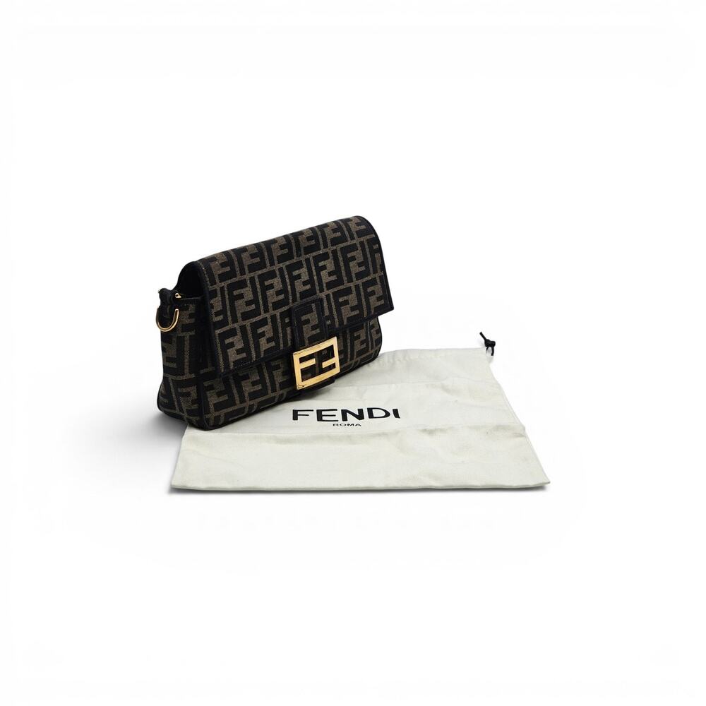 Fendi Baguette Brown FF Jacquard Shoulder Bag Gold FF Clasp - Preowned - Picture 2 of 16